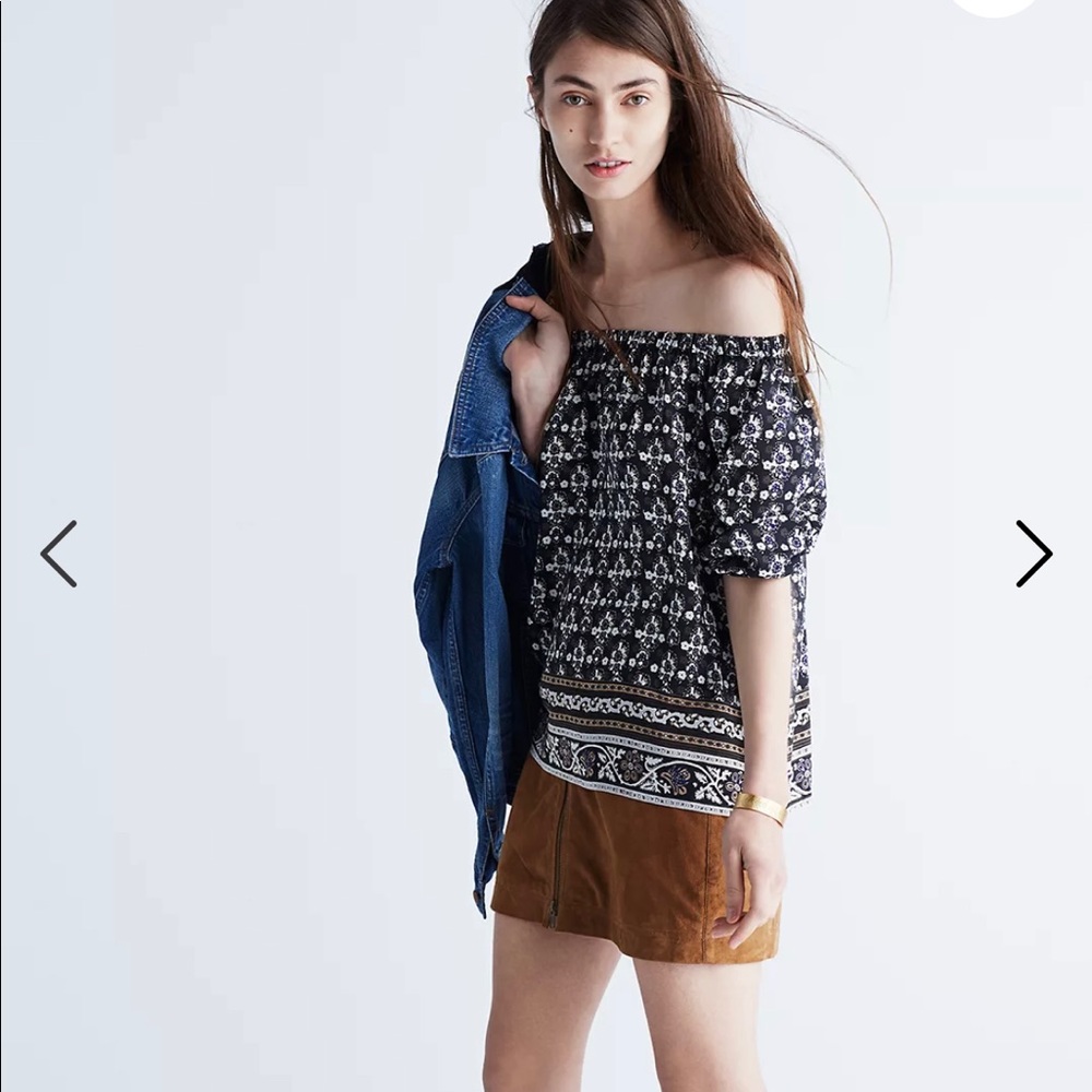 Madewell Silk Gardenhouse Off-the-Shoulder Top in Abstract Floral